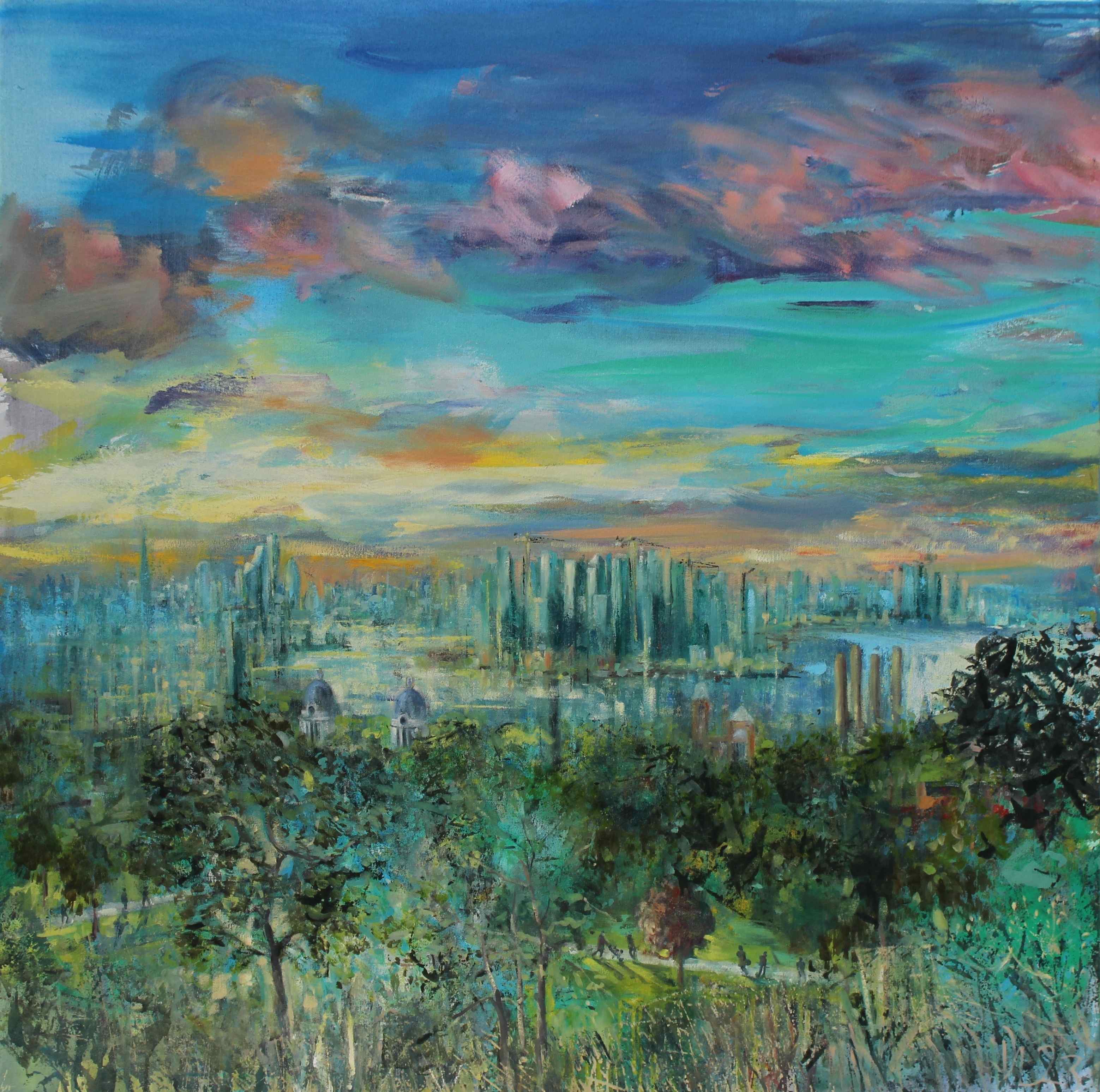 Evening, GreenwichPark. Oil on canvas.100x100cm.